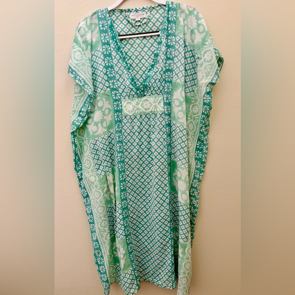 Emerson Fry India Collection DAUGHTERS CAFTAN - DARK GREEN ORGANIC One Size - Picture 10 of 16